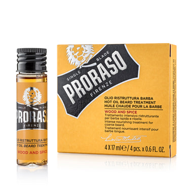 PRORASO Hot Oil Beard Treatment - Wood and Spice, 4x17 ml